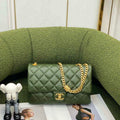 Chanel AS3609 Flap Bag Lambskin Lambskin & Gold-Tone Metal Green - Default Title - View 1