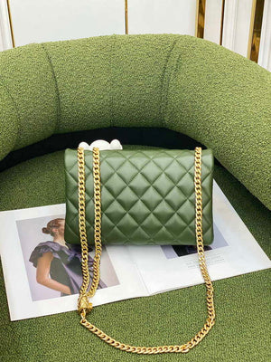 Chanel AS3609 Flap Bag Lambskin Lambskin & Gold-Tone Metal Green - Default Title - View 3