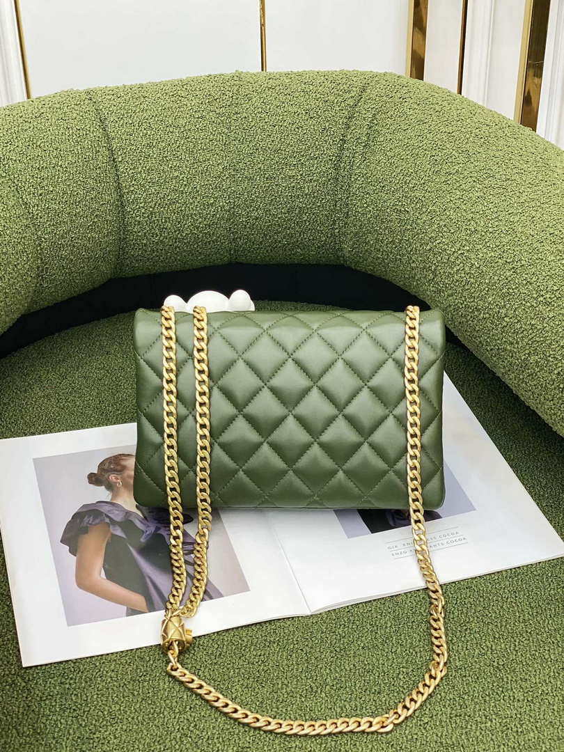 Chanel AS3609 Flap Bag Lambskin Lambskin & Gold-Tone Metal Green - Default Title - View 3
