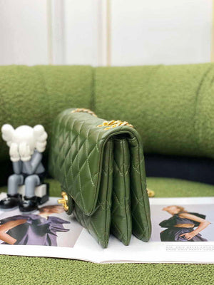 Chanel AS3609 Flap Bag Lambskin Lambskin & Gold-Tone Metal Green - Default Title - View 4