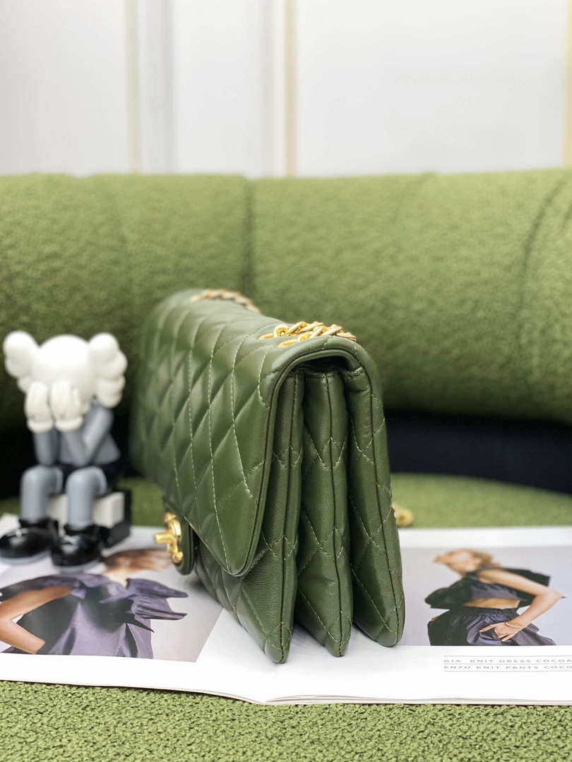 Chanel AS3609 Flap Bag Lambskin Lambskin & Gold-Tone Metal Green - Default Title - View 4