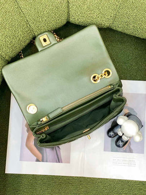 Chanel AS3609 Flap Bag Lambskin Lambskin & Gold-Tone Metal Green - Default Title - View 6