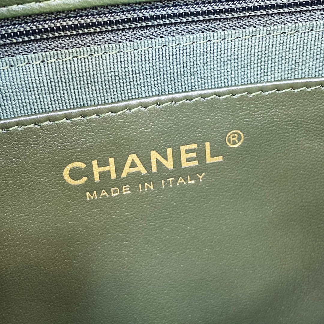 Chanel AS3609 Flap Bag Lambskin Lambskin & Gold-Tone Metal Green
