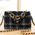 Chanel AS3611 Small Flap Bag Wool Tweed & Gold-Tone Metal Black - Default Title - View 1