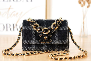 Chanel AS3611 Small Flap Bag Wool Tweed & Gold-Tone Metal Black - Default Title - View 1