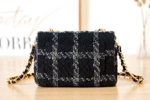 Chanel AS3611 Small Flap Bag Wool Tweed & Gold-Tone Metal Black - Default Title - View 3