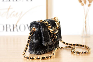 Chanel AS3611 Small Flap Bag Wool Tweed & Gold-Tone Metal Black - Default Title - View 4