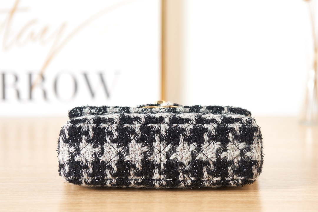 Chanel AS3611 Small Flap Bag Wool Tweed & Gold-Tone Metal Gray and Black - Default Title - View 6