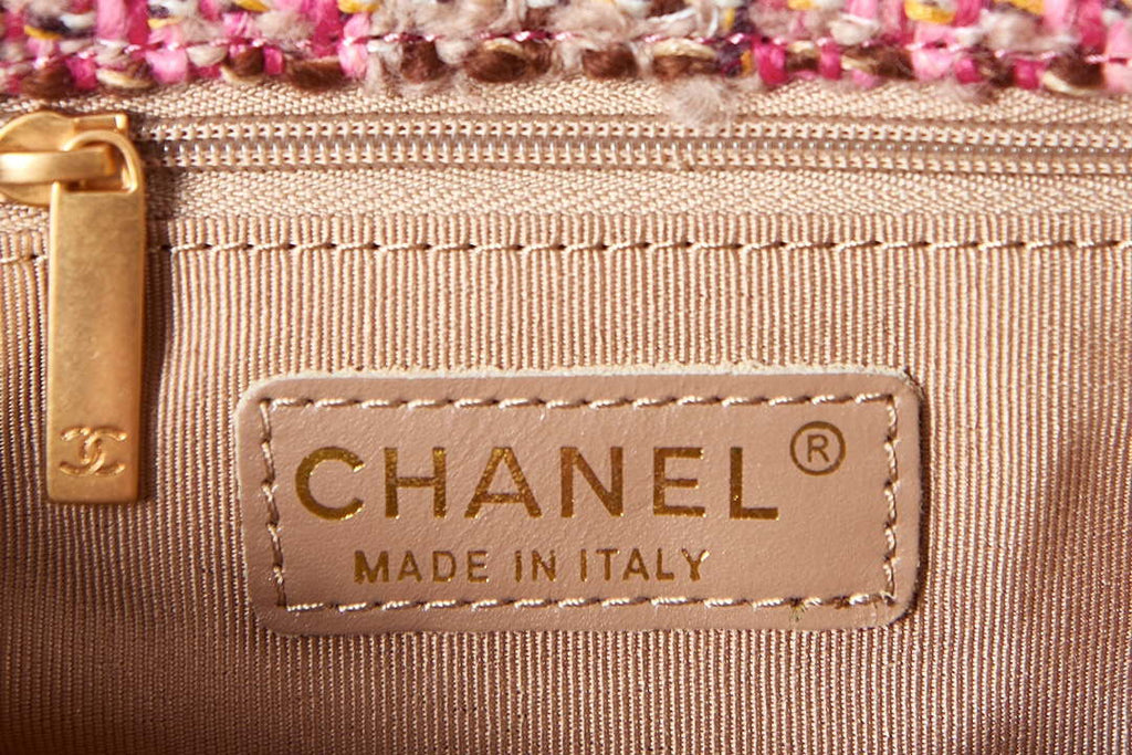 Chanel AS3611 Small Flap Bag Wool Tweed & Gold-Tone Metal Pink & Brown