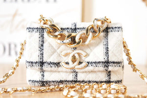 Chanel AS3611 Small Flap Bag Wool Tweed & Gold-Tone Metal White - Default Title - View 2