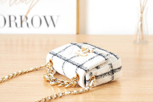 Chanel AS3611 Small Flap Bag Wool Tweed & Gold-Tone Metal White - Default Title - View 4