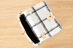 Chanel AS3611 Small Flap Bag Wool Tweed & Gold-Tone Metal White - Default Title - View 6