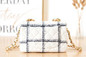 Chanel AS3611 Small Flap Bag Wool Tweed & Gold-Tone Metal White - Default Title - View 8