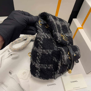Chanel AS3615 Backpack Wool Tweed & Gold-Tone Metal Black & Gray - Default Title - View 5