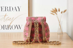 Chanel AS3615 Backpack Wool Tweed & Gold-Tone Metal Pink - Default Title - View 4