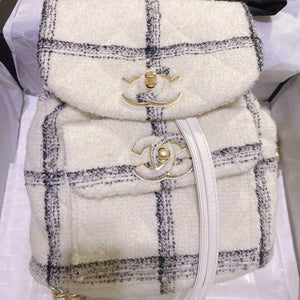 Chanel AS3615 Backpack Wool Tweed & Gold-Tone Metal Beige & Black - Default Title - View 4