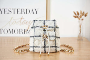 Chanel AS3615 Backpack Wool Tweed & Gold-Tone Metal Beige & Black - Default Title - View 13