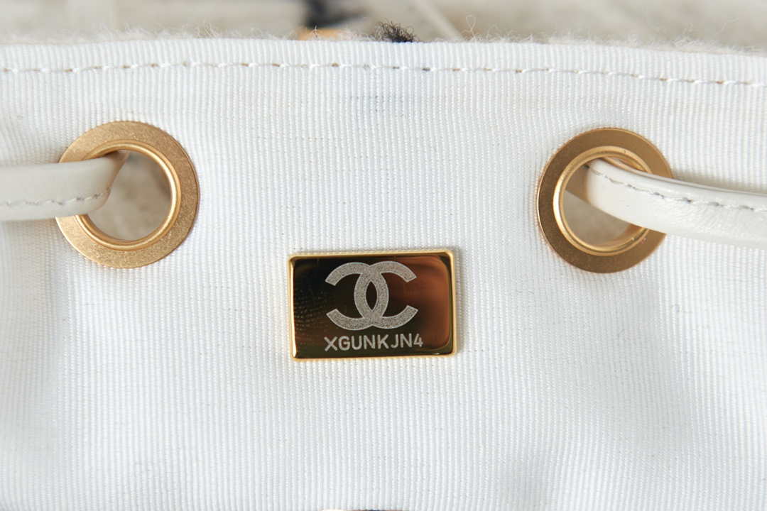 Chanel AS3615 Backpack Wool Tweed & Gold-Tone Metal Beige & Black