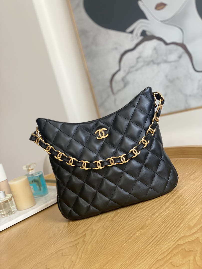 Chanel AS3631 2022 new hippie underarm Hobo bag shoulder bag Black - Default Title - View 1