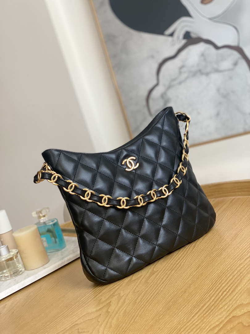 Chanel AS3631 2022 new hippie underarm Hobo bag shoulder bag Black - Default Title - View 3