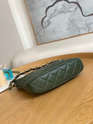 Chanel AS3631 2022 new hippie underarm Hobo bag Lambskin Dark Green - Default Title - View 7