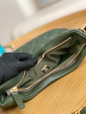 Chanel AS3631 2022 new hippie underarm Hobo bag Lambskin Dark Green - Default Title - View 8