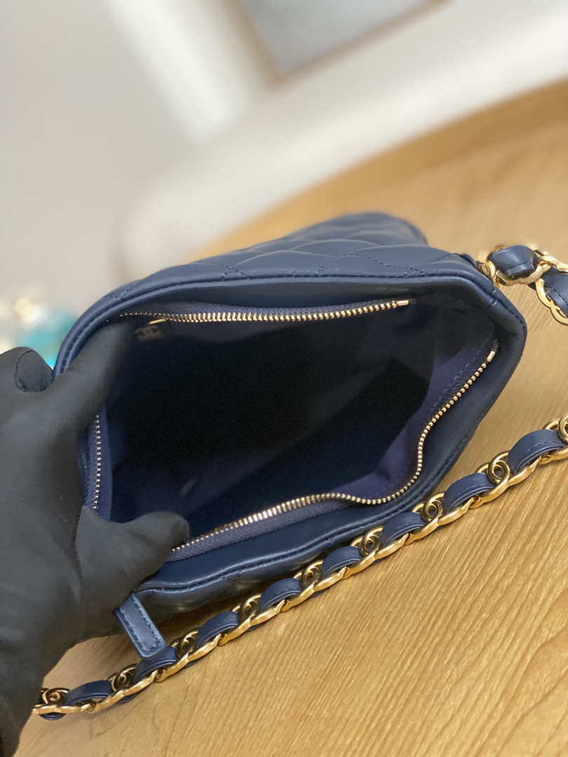Chanel AS3631 2022 new hippie underarm Hobo bag Lambskin Navy blue