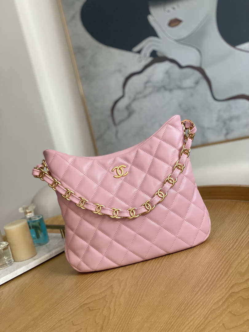 Chanel AS3631 2022 new hippie underarm Hobo bag Lambskin Pink - Default Title - View 1