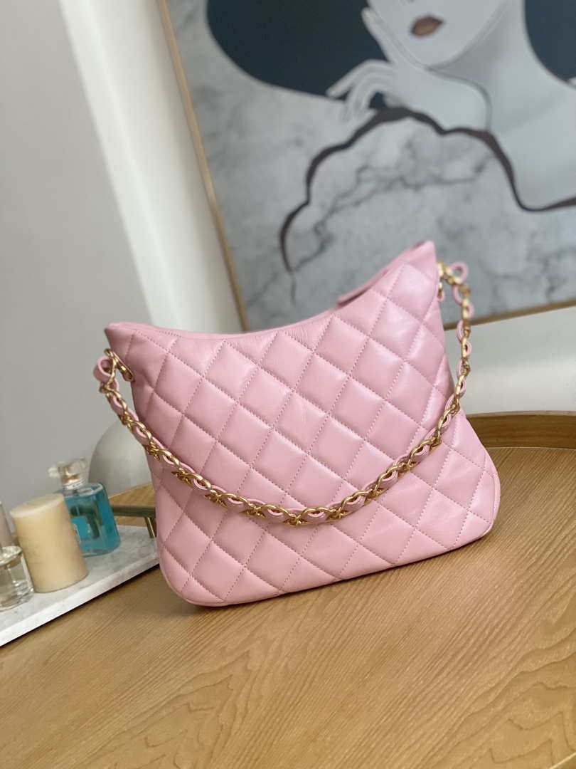 Chanel AS3631 2022 new hippie underarm Hobo bag Lambskin Pink