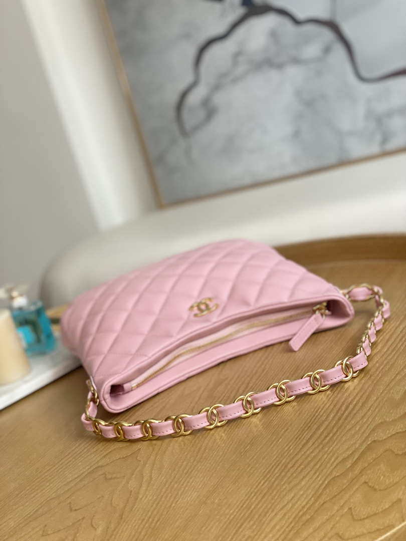 Chanel AS3631 2022 new hippie underarm Hobo bag Lambskin Pink