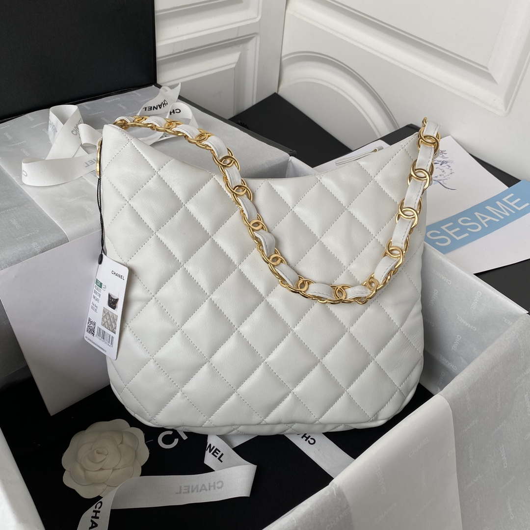 Chanel AS3631 Large Hobo bag Lambskin White - Default Title - View 2