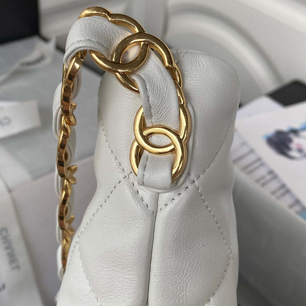 Chanel AS3631 Large Hobo bag Lambskin White