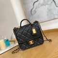 Chanel AS3652 Small Flap Bag with Top Handle Calfskin & Gold-Tone Metal Black - Default Title - View 1