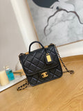 Chanel AS3652 Small Flap Bag with Top Handle Calfskin & Gold-Tone Metal Black