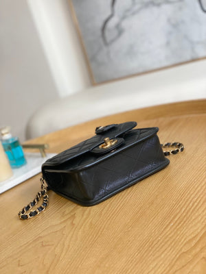 Chanel AS3652 Small Flap Bag with Top Handle Calfskin & Gold-Tone Metal Black - Default Title - View 6