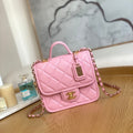Chanel AS3652 Small Flap Bag with Top Handle Calfskin & Gold-Tone Metal Pink - Default Title - View 1