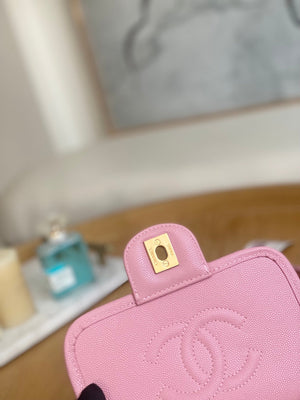 Chanel AS3652 Small Flap Bag with Top Handle Calfskin & Gold-Tone Metal Pink - Default Title - View 6