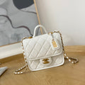 Chanel AS3652 Small Flap Bag with Top Handle Calfskin & Gold-Tone Metal White - Default Title - View 1