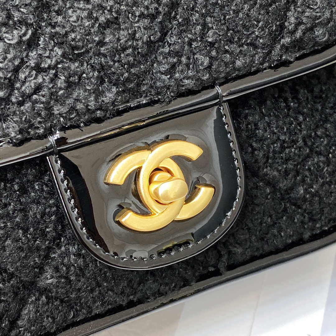 Chanel AS3652 Small Flap Bag with Top Handle Cotton & Wool Tweed & Gold-Tone Metal Black - Default Title - View 7
