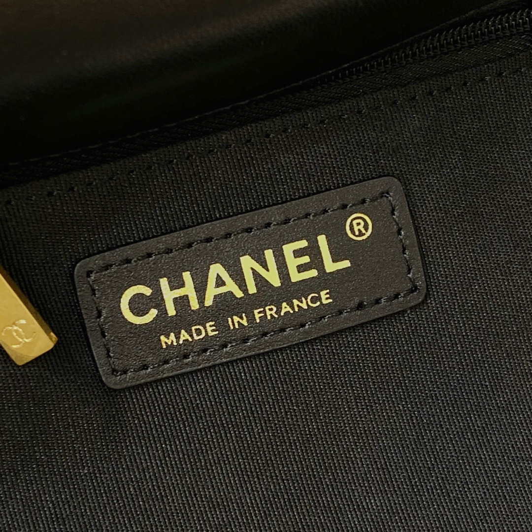 Chanel AS3652 Small Flap Bag with Top Handle Cotton & Wool Tweed & Gold-Tone Metal Black