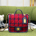 Chanel AS3652 Small Flap Bag with Top Handle Cotton & Wool Tweed & Gold-Tone Metal Black and Red - Default Title - View 1