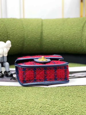 Chanel AS3652 Small Flap Bag with Top Handle Cotton & Wool Tweed & Gold-Tone Metal Black and Red - Default Title - View 5