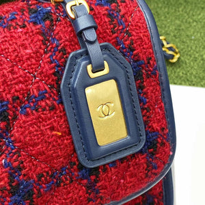 Chanel AS3652 Small Flap Bag with Top Handle Cotton & Wool Tweed & Gold-Tone Metal Black and Red - Default Title - View 7