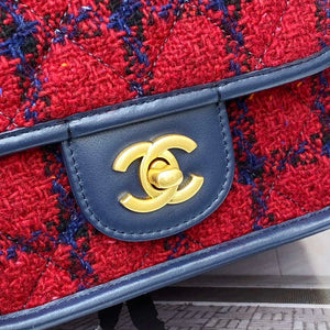 Chanel AS3652 Small Flap Bag with Top Handle Cotton & Wool Tweed & Gold-Tone Metal Black and Red - Default Title - View 8