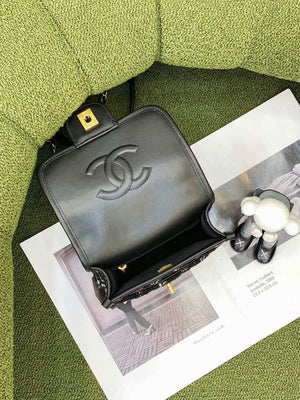 Chanel AS3652 Small Flap Bag with Top Handle Cotton & Wool Tweed & Gold-Tone Metal Black and White - Default Title - View 6