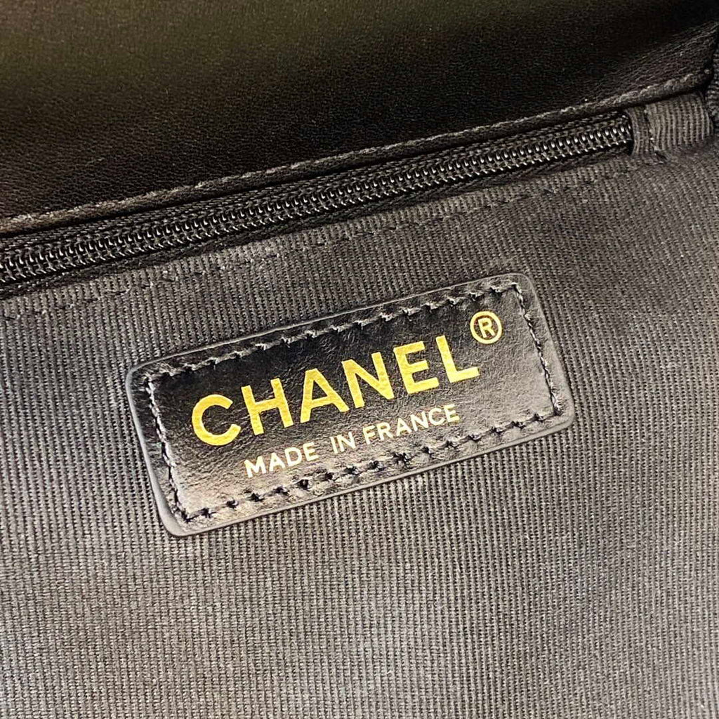 Chanel AS3652 Small Flap Bag with Top Handle Cotton & Wool Tweed & Gold-Tone Metal Black and White