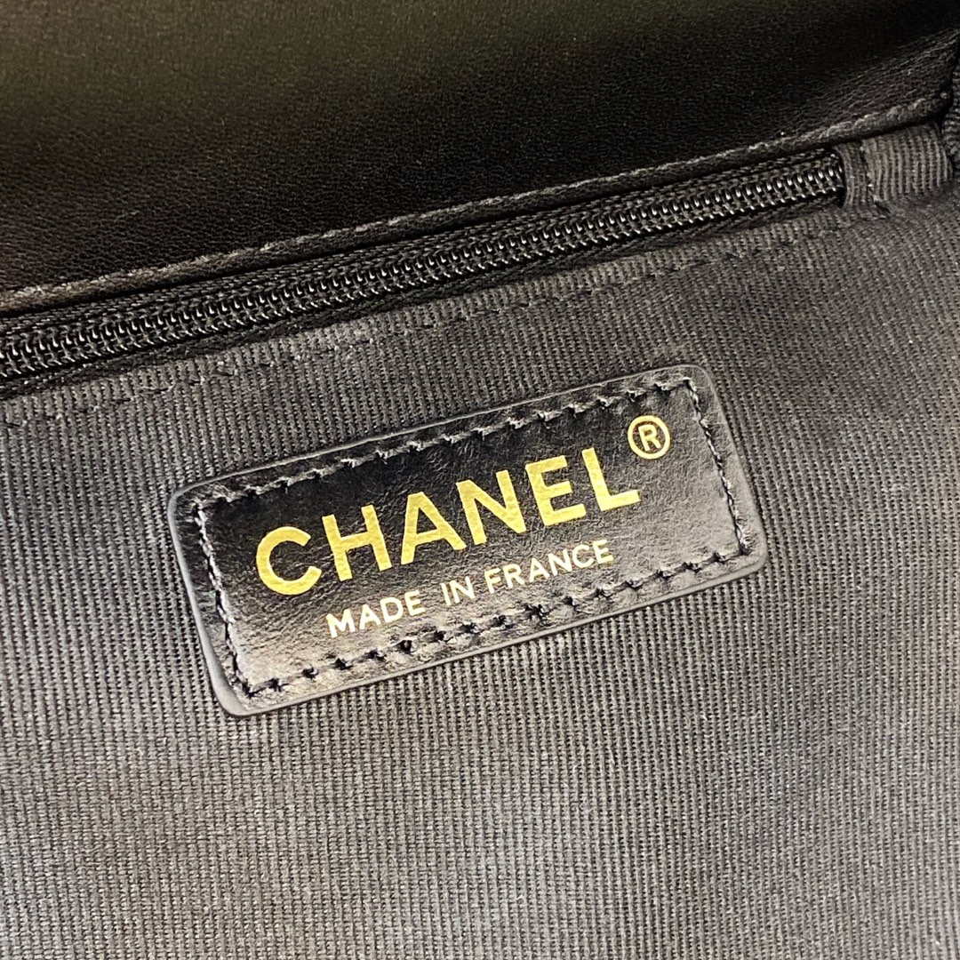 Chanel AS3652 Small Flap Bag with Top Handle Cotton & Wool Tweed & Gold-Tone Metal Black and White - Default Title - View 9
