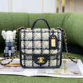 Chanel AS3652 Small Flap Bag with Top Handle Cotton & Wool Tweed & Gold-Tone Metal Grey and Beige - Default Title - View 1