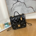 Chanel AS3652 Small Flap Bag with Top Handle Patent Calfskin & Gold-Tone Metal Black - Default Title - View 1