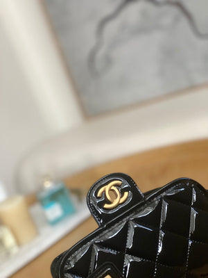 Chanel AS3652 Small Flap Bag with Top Handle Patent Calfskin & Gold-Tone Metal Black - Default Title - View 3
